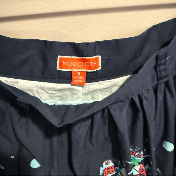 Modcloth Winter Wonderland Scene Christmas Navy A-Line Skirt, Size Small - Picture 10 of 13